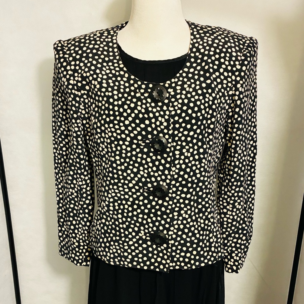 Vintage silk David Hayes pika dot blouse jacket